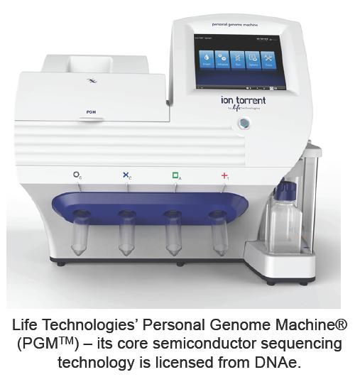 Life Technologies' Personal Genome Machine®
      (PGM *trade;) — is core se,ocpmdictpr sequencing
      technology is licensed from DNAe