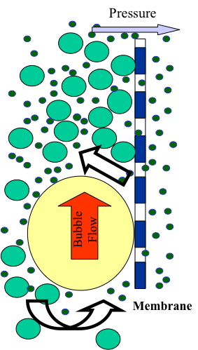 Fig. 1: Gas-liquid cross-flow membrane filtration.