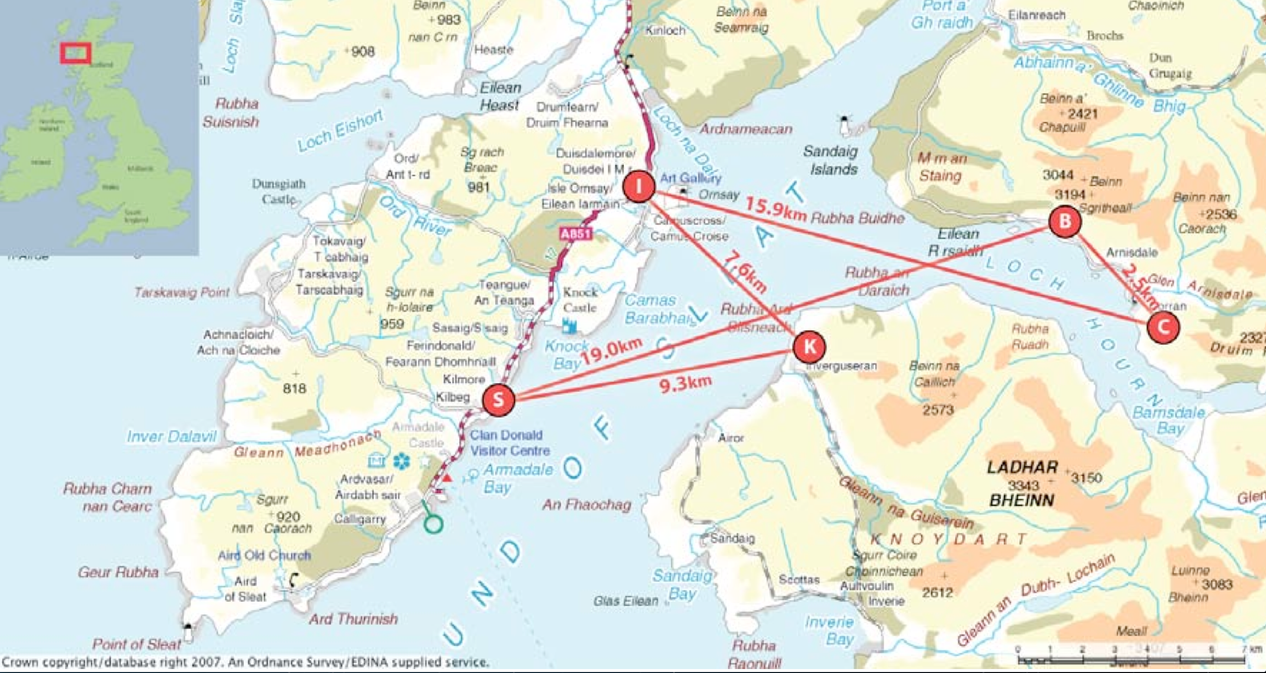 Figure 1: The Tegola network on the map of Scotland (reproduced from [1])