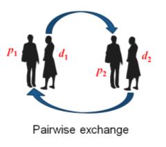 Figure 1. Shows how the kidney exchanges work: P=patient; d=donor