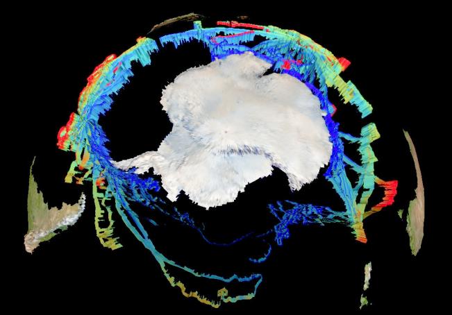 Figure 1. Elephant Seals have provided
      temperature profiles from the southern
      ocean (image generated using MAMVIS)