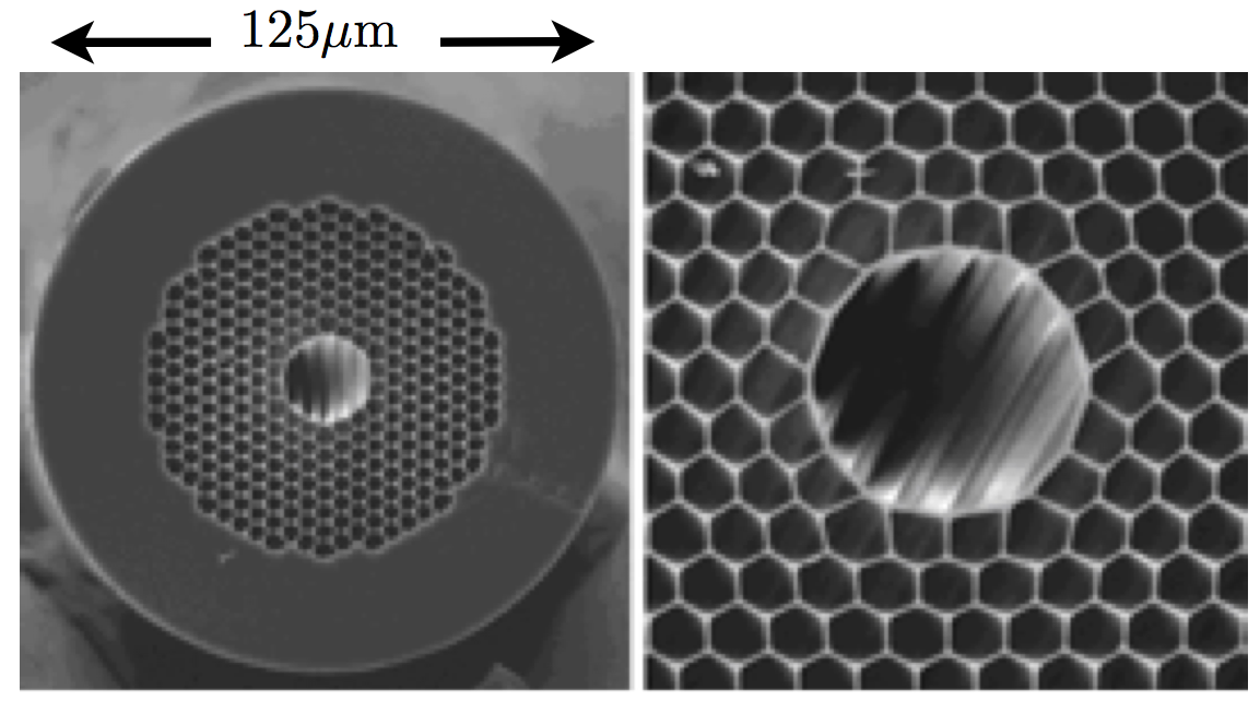 The cross section of a hollow-core PCF developed at Bath