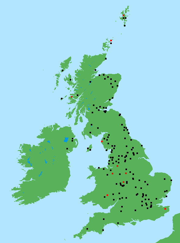 Location of schools which entered the AuroraWatch schools magnetometer
      competition. Selected schools are highlighted in red.